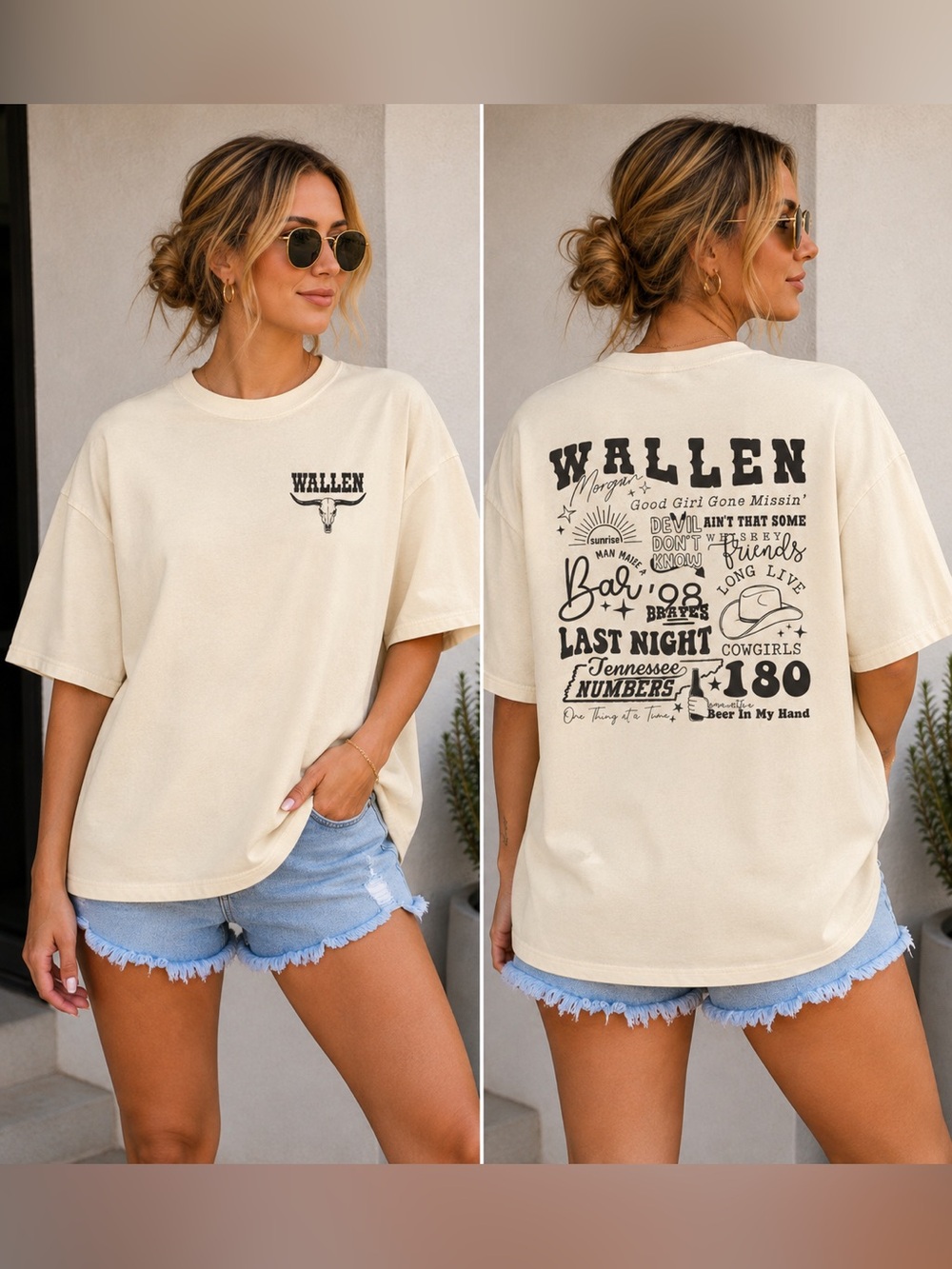 Graphic Cream MW T shirt NEW Morgan Wallen large